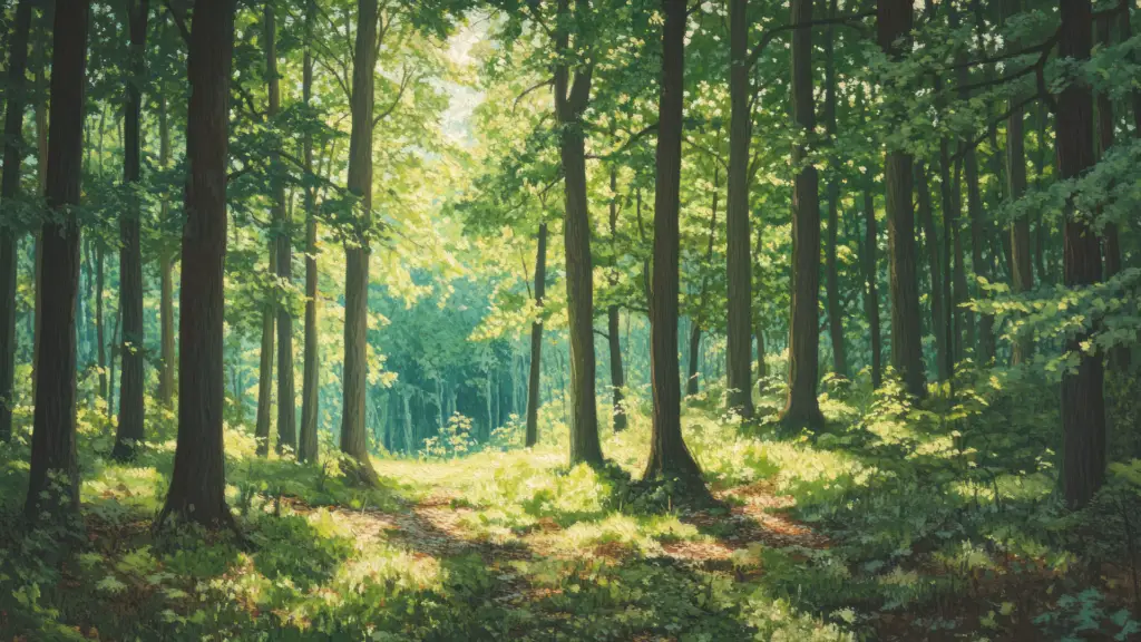 sunlight in opening in forest