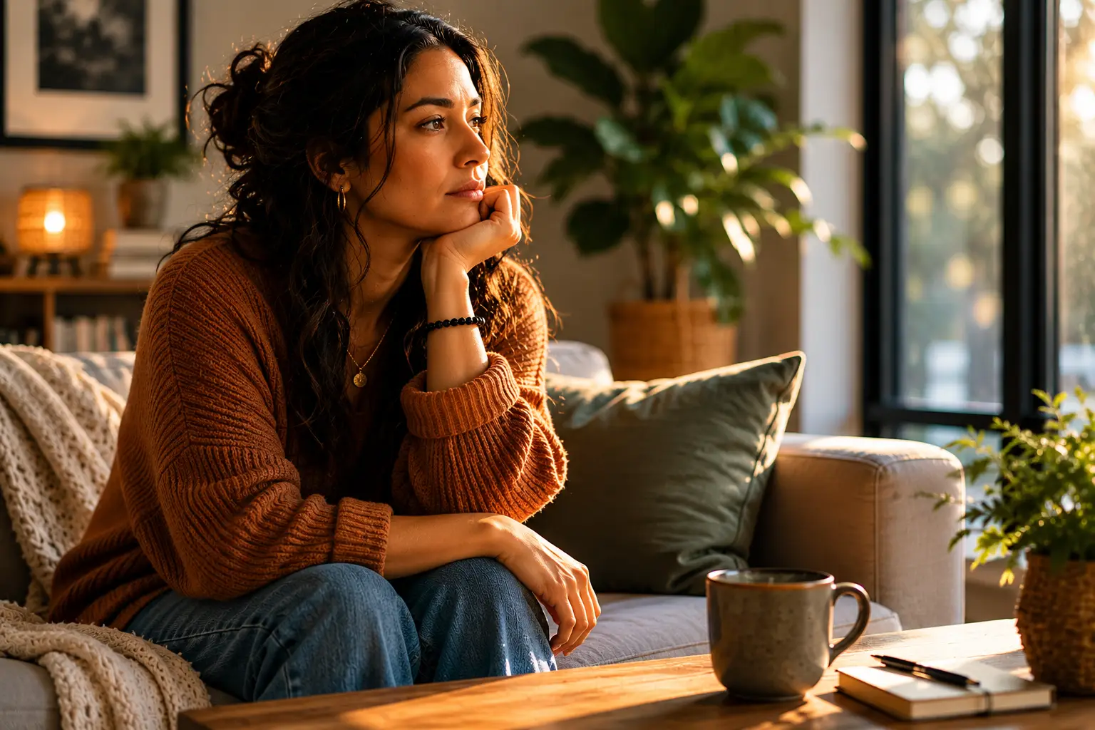 Person sitting quietly during an emotionally tense moment, reflecting awareness before reaction and intentional response.