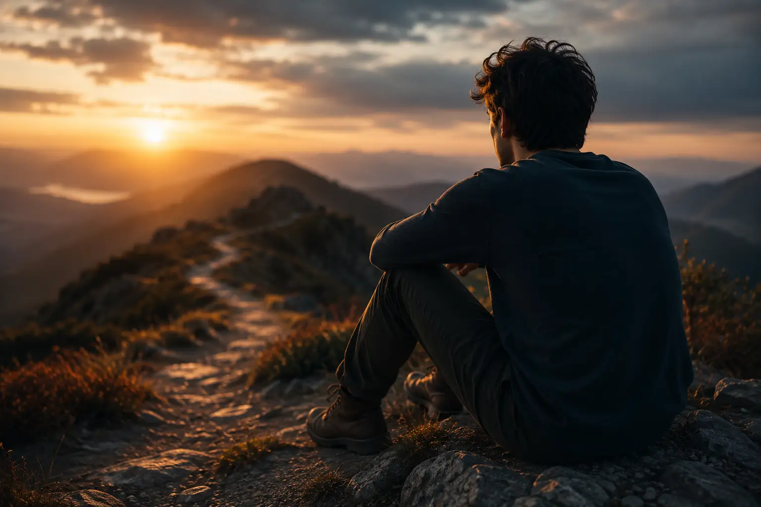 Person standing at a crossroads between a glowing digital world and a path of real human relationships, symbolizing the difference between artificial connection and human becoming.